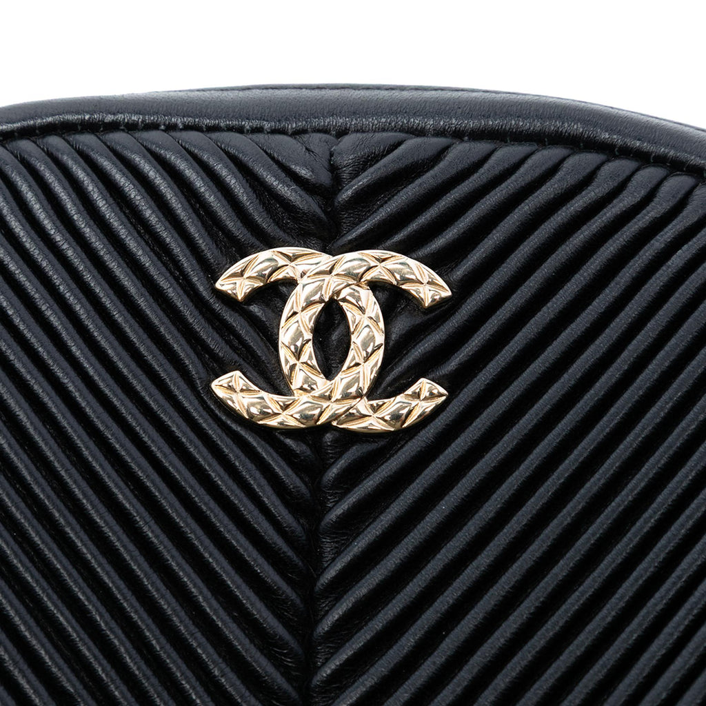 Chanel Chevron Lambskin Pleated Oval Camera Bag