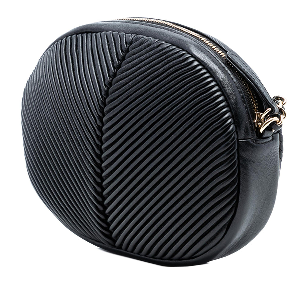 Chanel Chevron Lambskin Pleated Oval Camera Bag