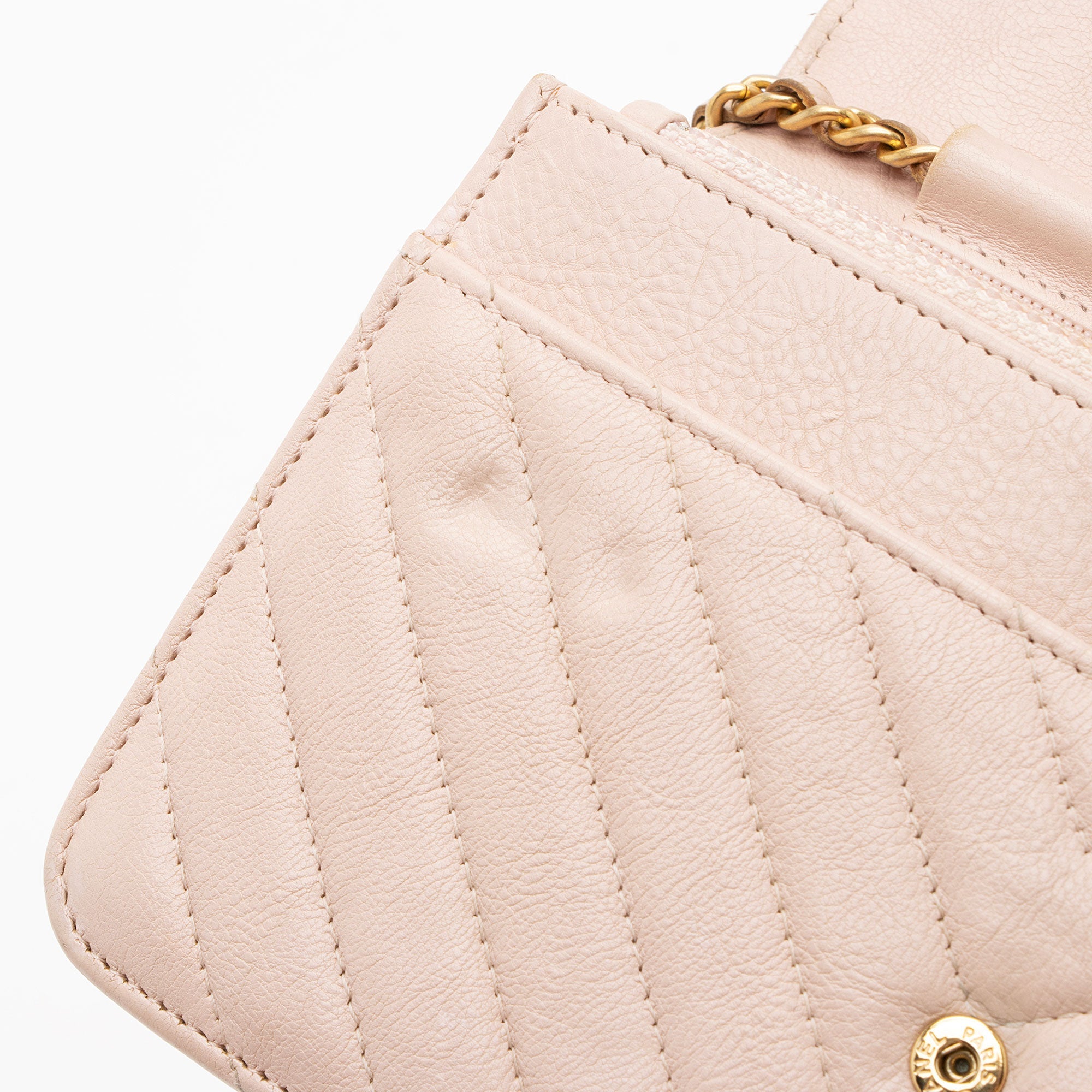 Chanel Chevron Lambskin Wallet on Chain
