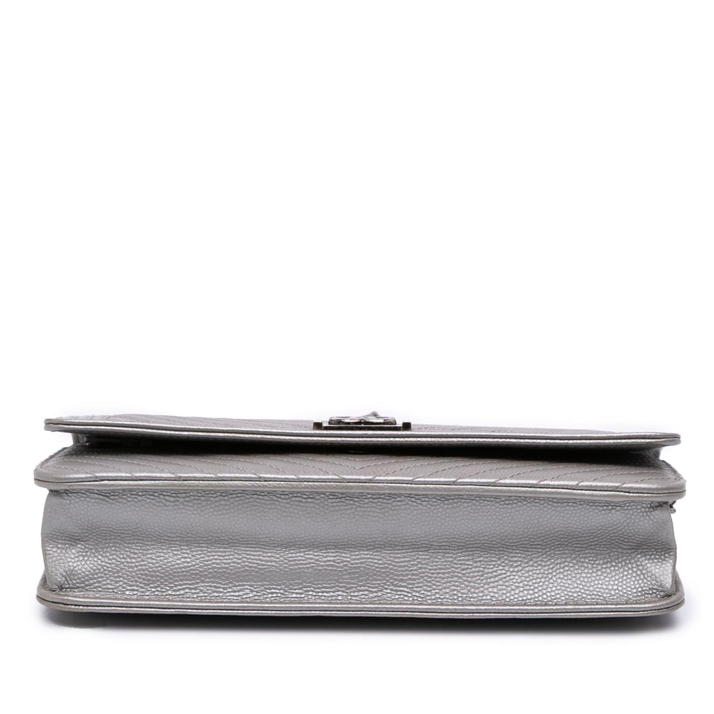 Chanel Chevron Metallic Caviar Boy Wallet On Chain