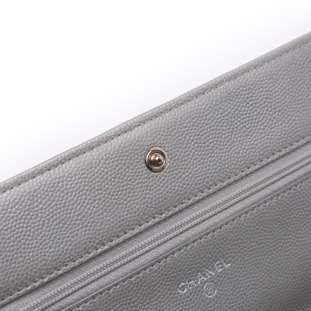 Chanel Chevron Metallic Caviar Boy Wallet On Chain