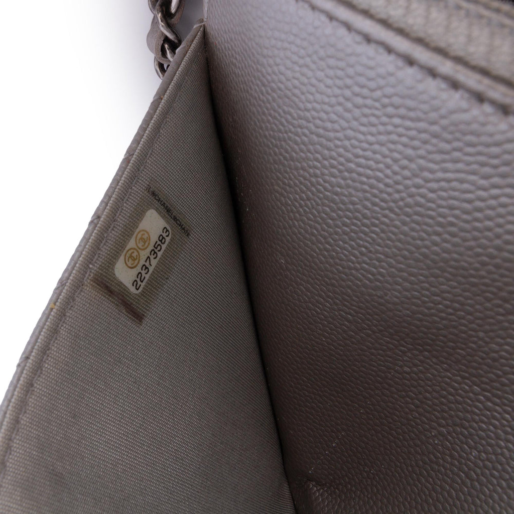 Chanel Chevron Metallic Caviar Boy Wallet On Chain
