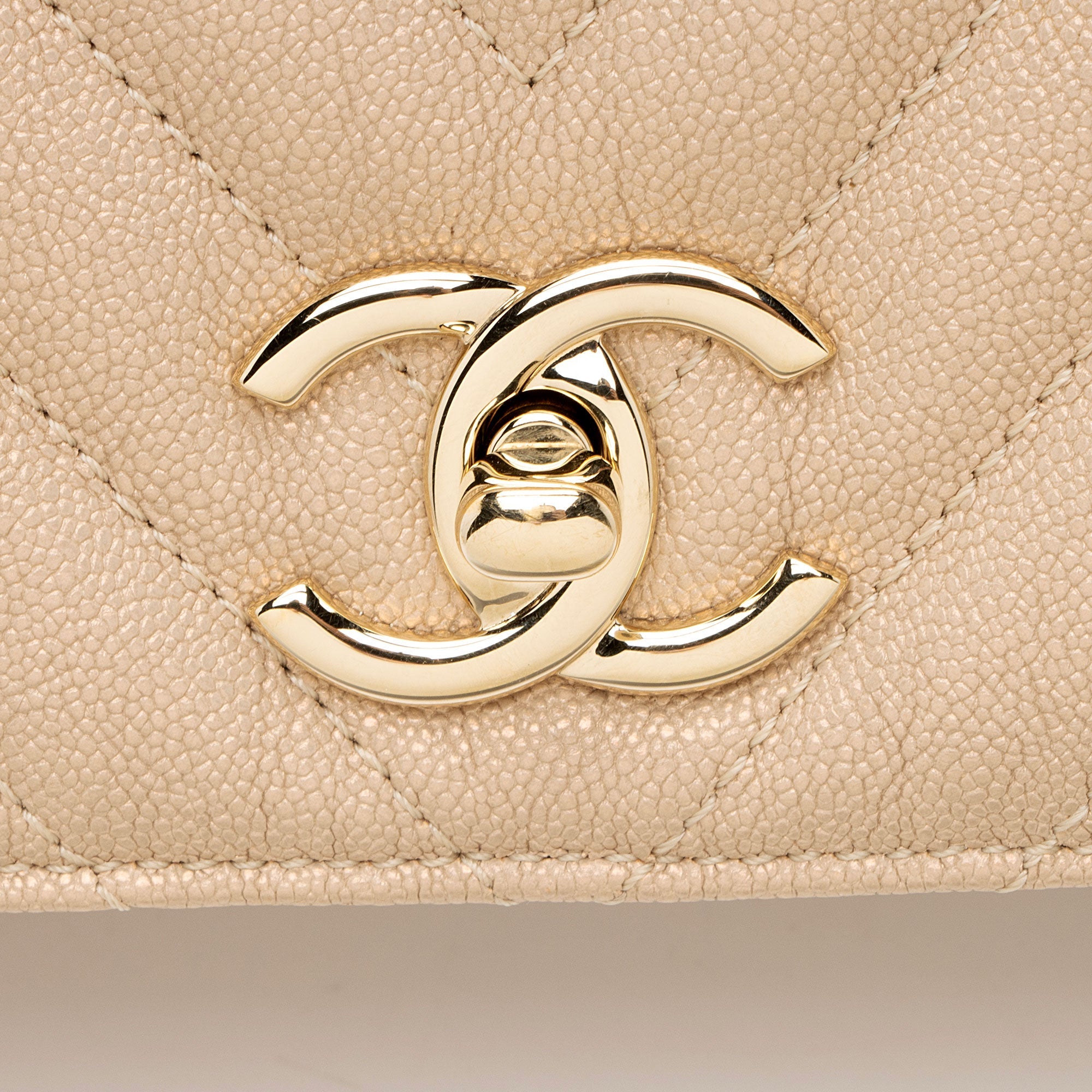 Chanel Chevron Metallic Caviar Leather Statement Small Flap Bag