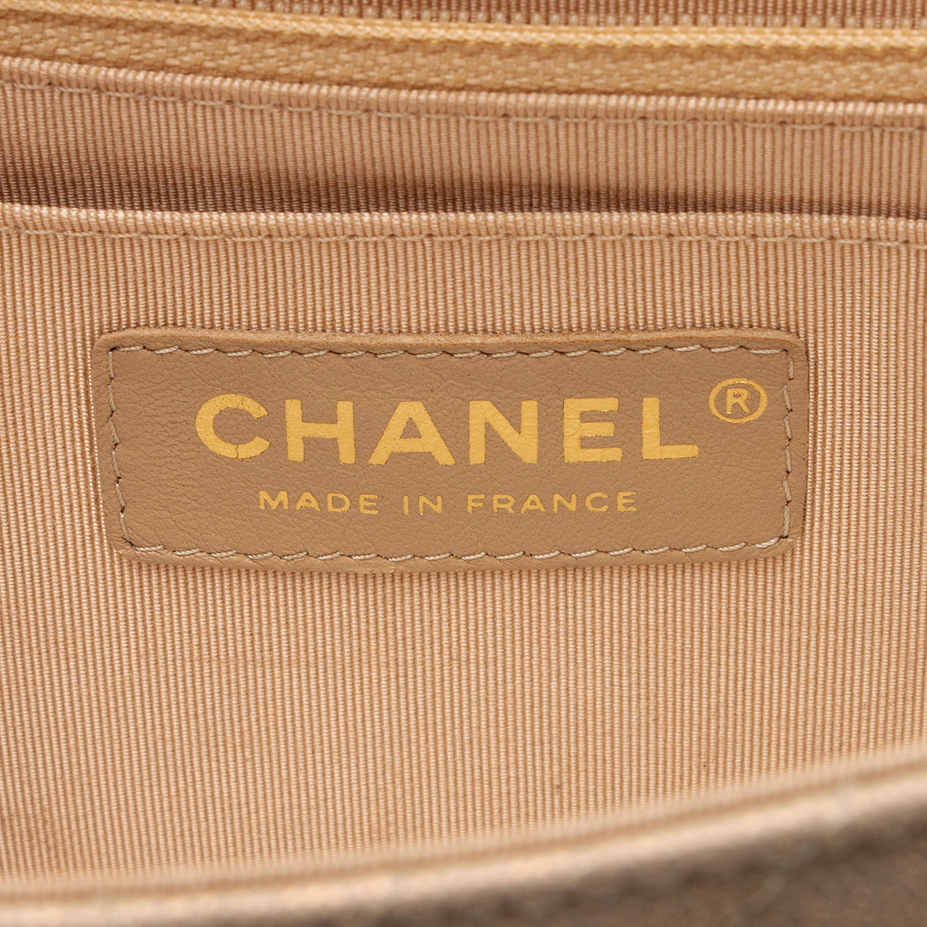 Chanel Chevron Metallic Caviar Leather Statement Small Flap Bag