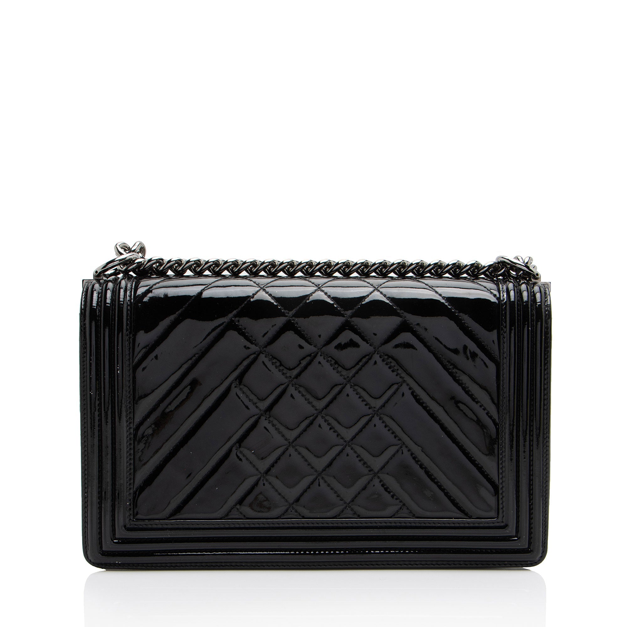 Chanel Chevron Patent Leather New Medium Boy Bag