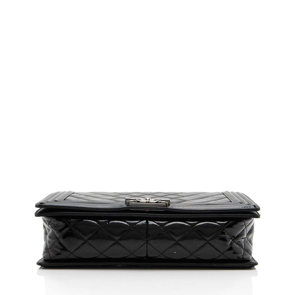 Chanel Chevron Patent Leather New Medium Boy Bag