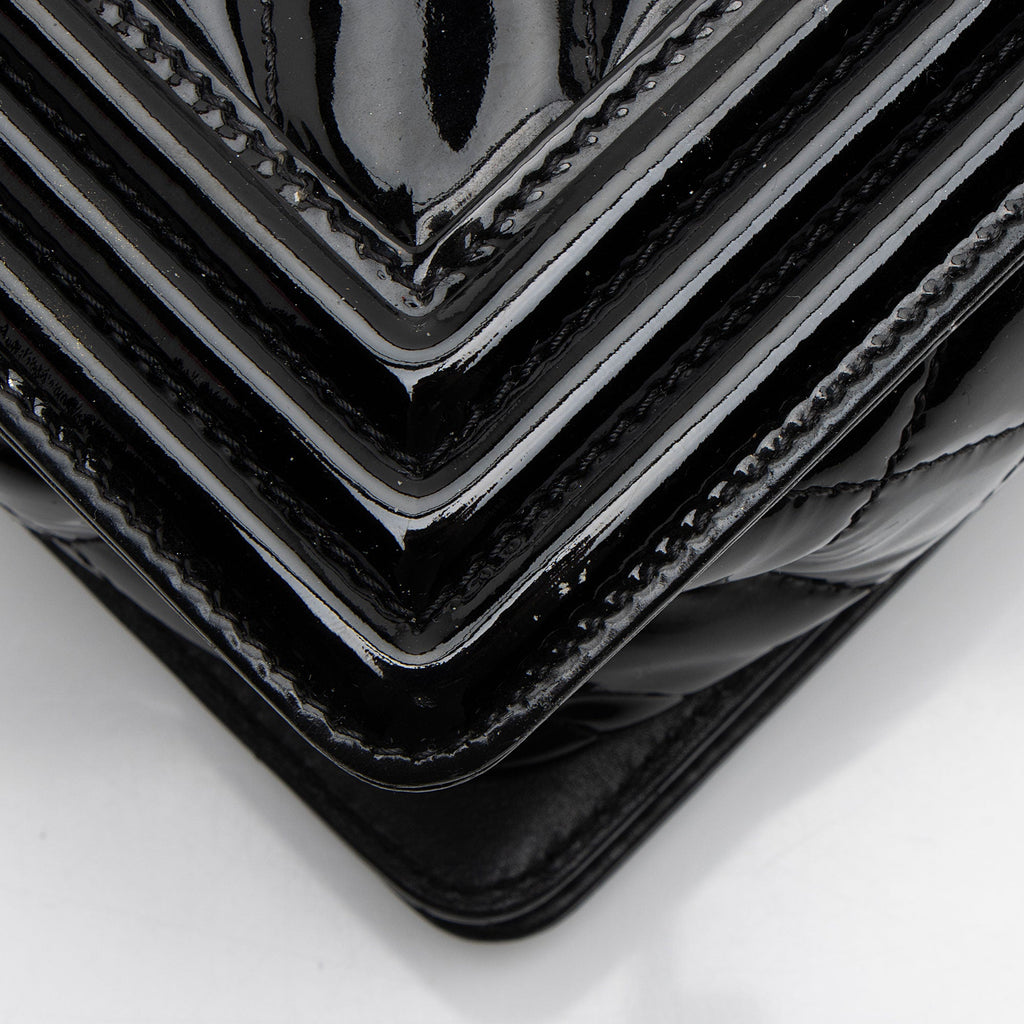 Chanel Chevron Patent Leather New Medium Boy Bag