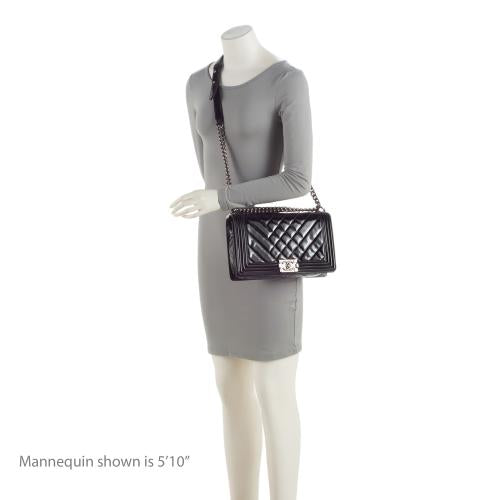 Chanel Chevron Patent Leather New Medium Boy Bag