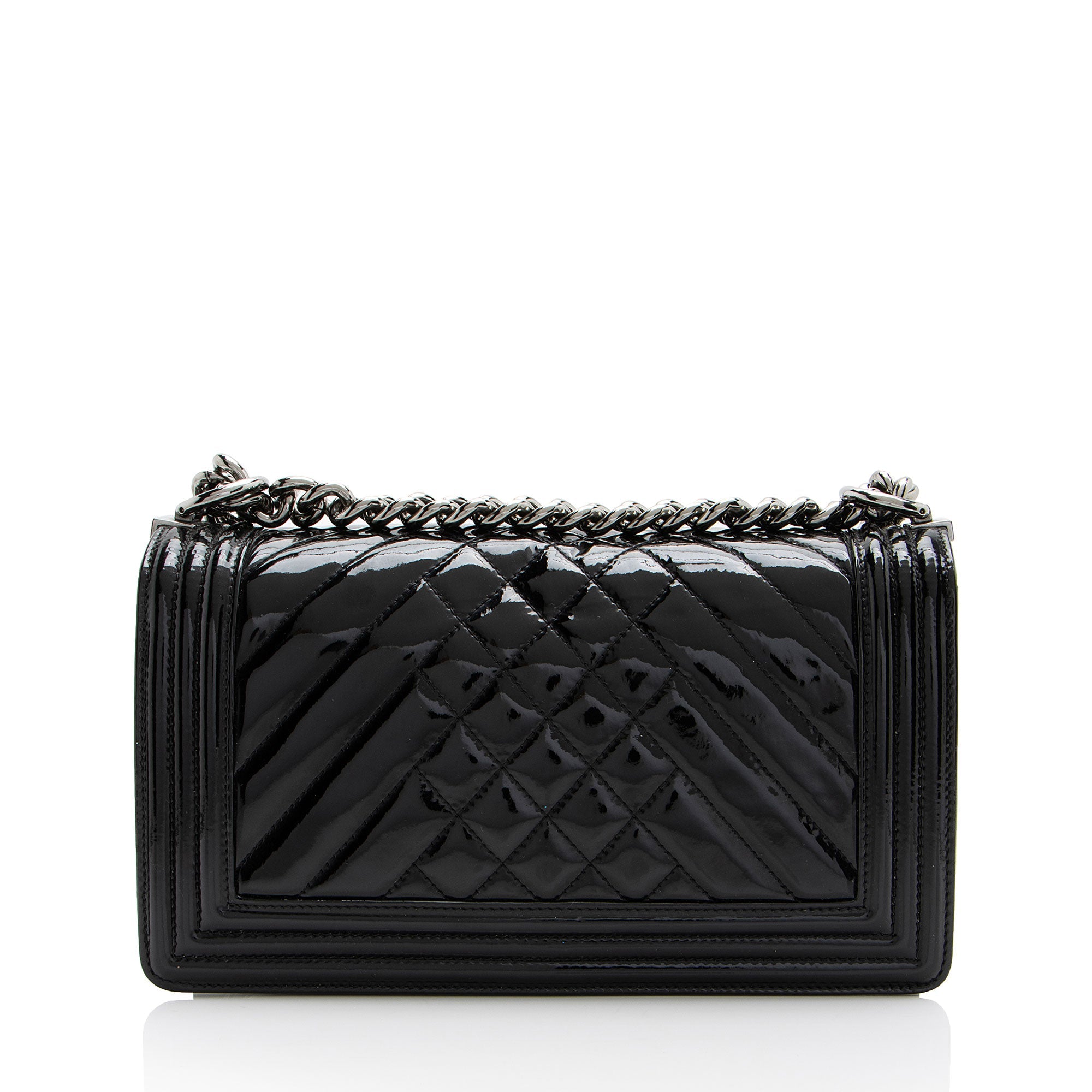 Chanel Chevron Patent Leather Old Medium Boy Bag