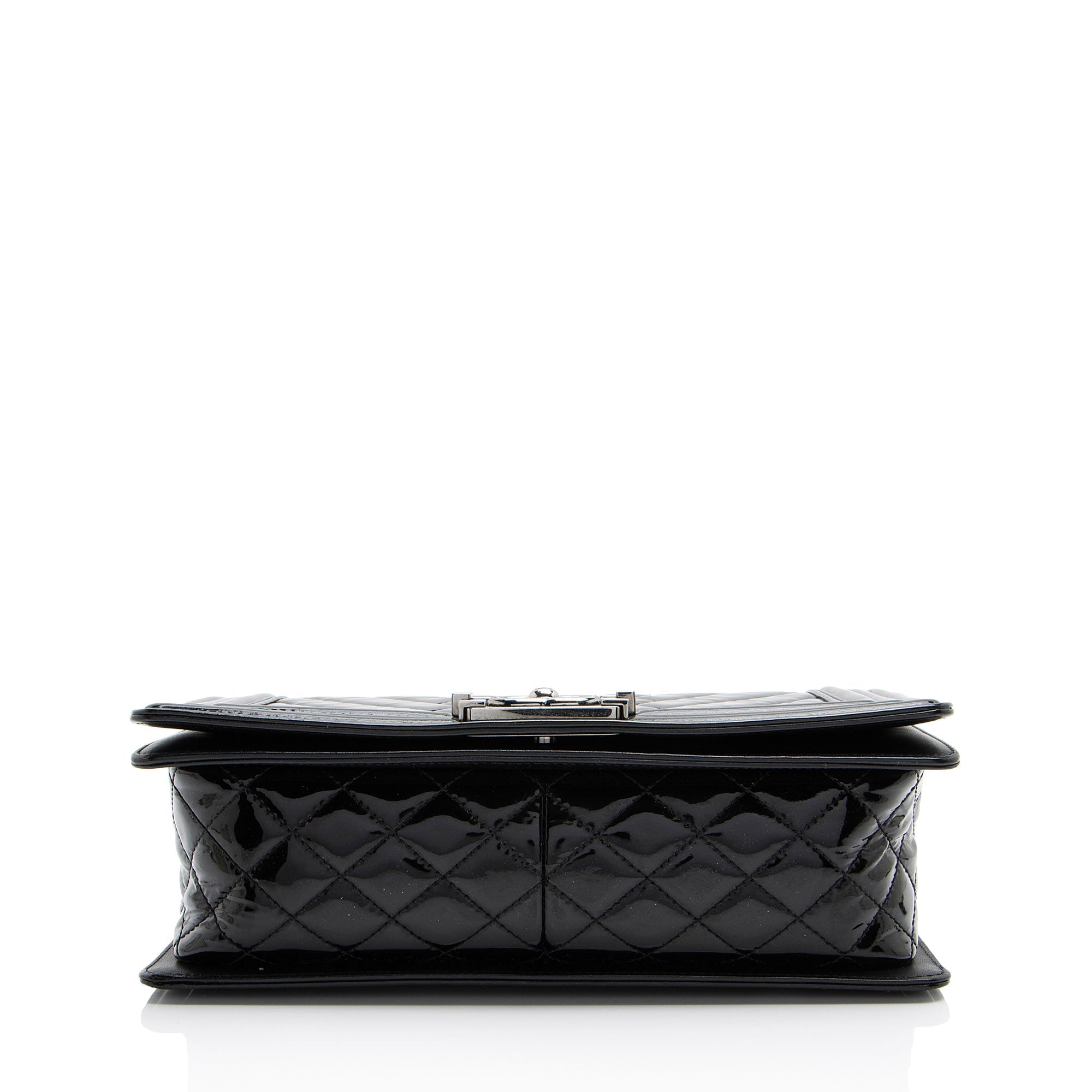 Chanel Chevron Patent Leather Old Medium Boy Bag