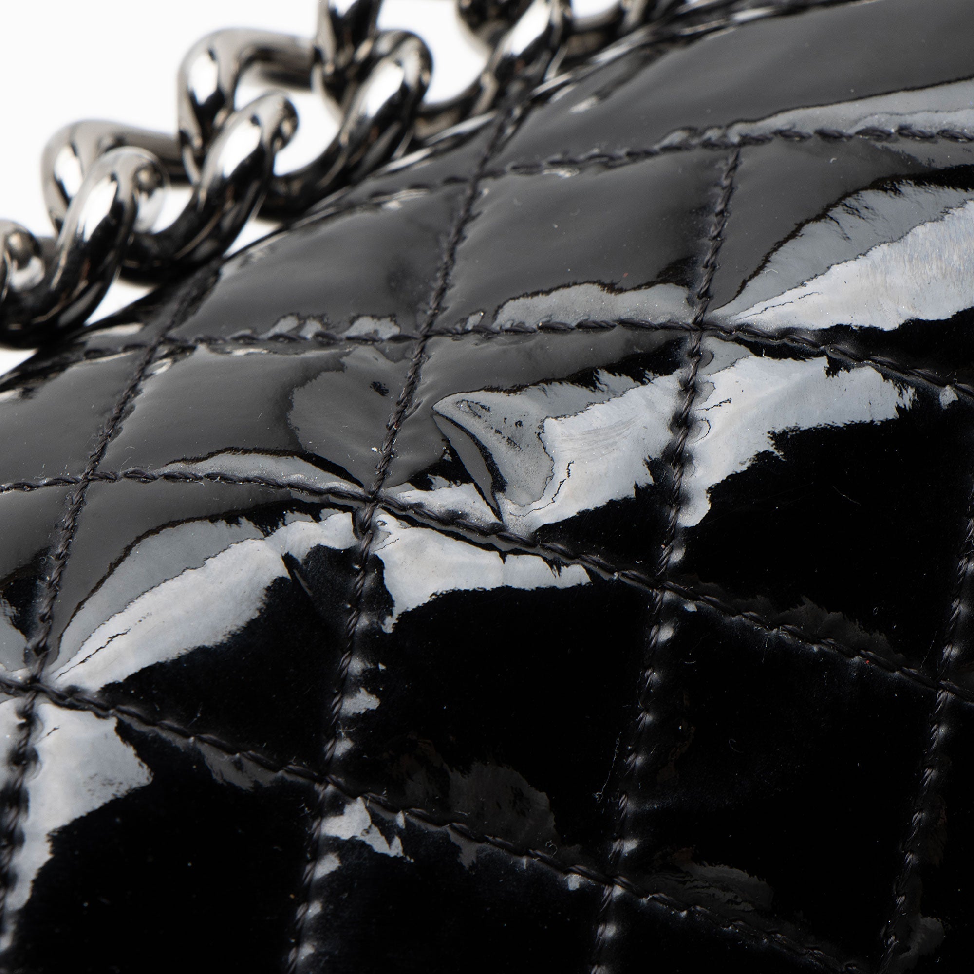 Chanel Chevron Patent Leather Old Medium Boy Bag