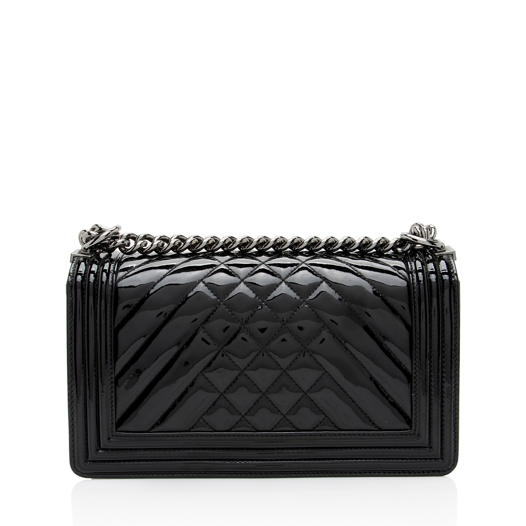Chanel Chevron Patent Leather Old Medium Boy Bag