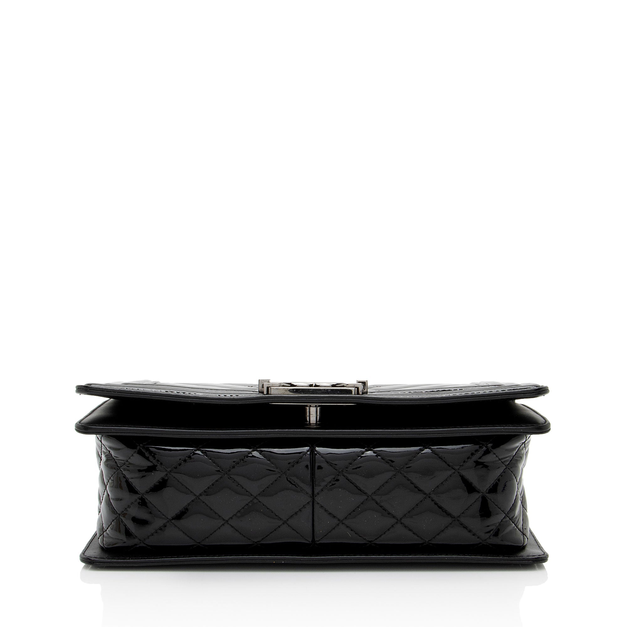 Chanel Chevron Patent Leather Old Medium Boy Bag