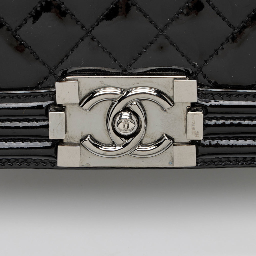 Chanel Chevron Patent Leather Old Medium Boy Bag