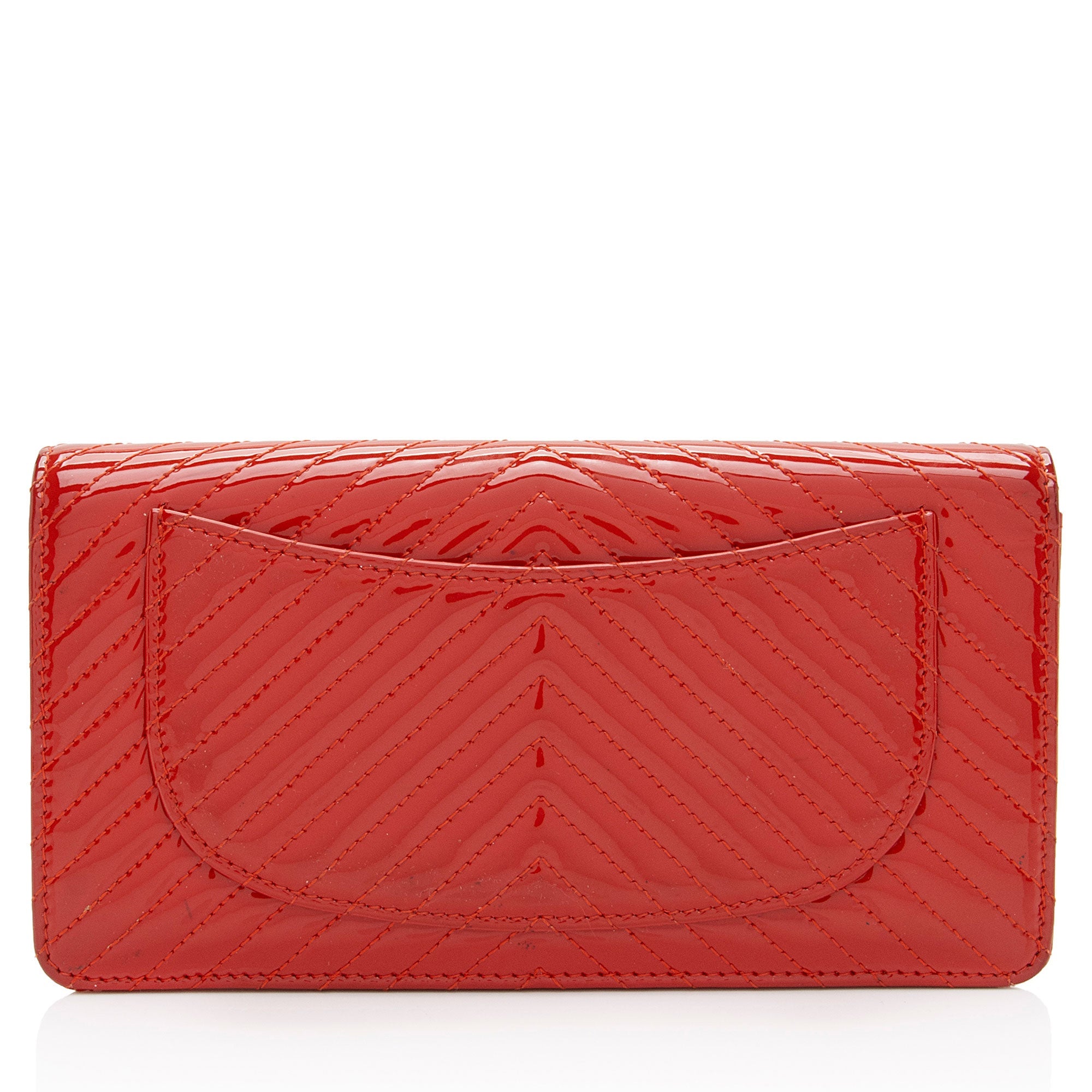 Chanel Chevron Patent Leather Yen Wallet (SHF-dr7rcl)