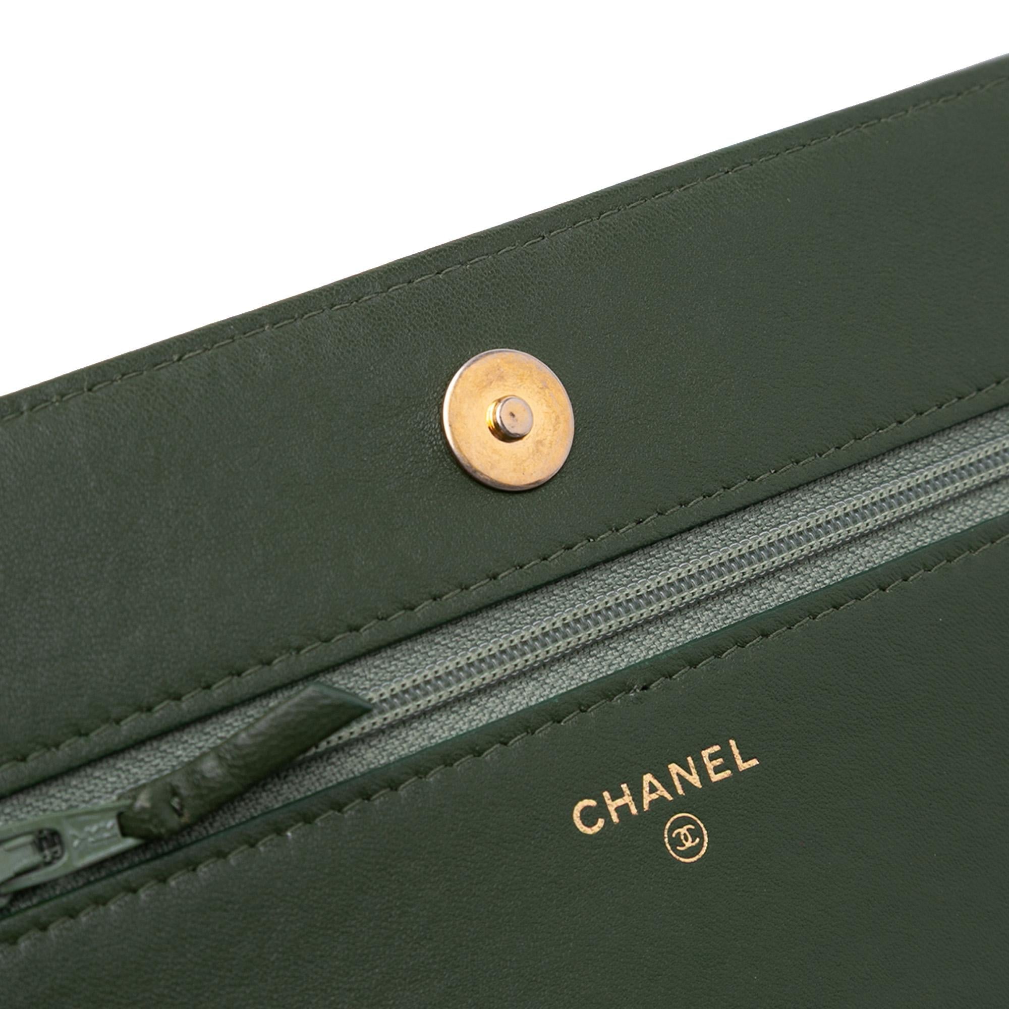 Chanel Chevron Quilted Crumpled Calfskin Boy Wallet On Chain