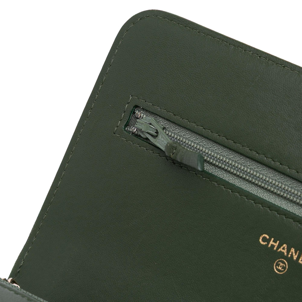 Chanel Chevron Quilted Crumpled Calfskin Boy Wallet On Chain