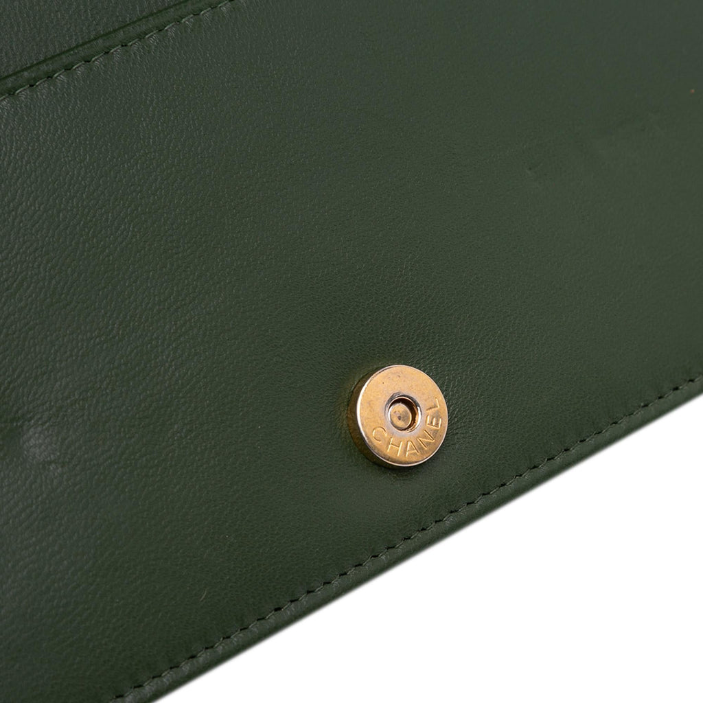 Chanel Chevron Quilted Crumpled Calfskin Boy Wallet On Chain
