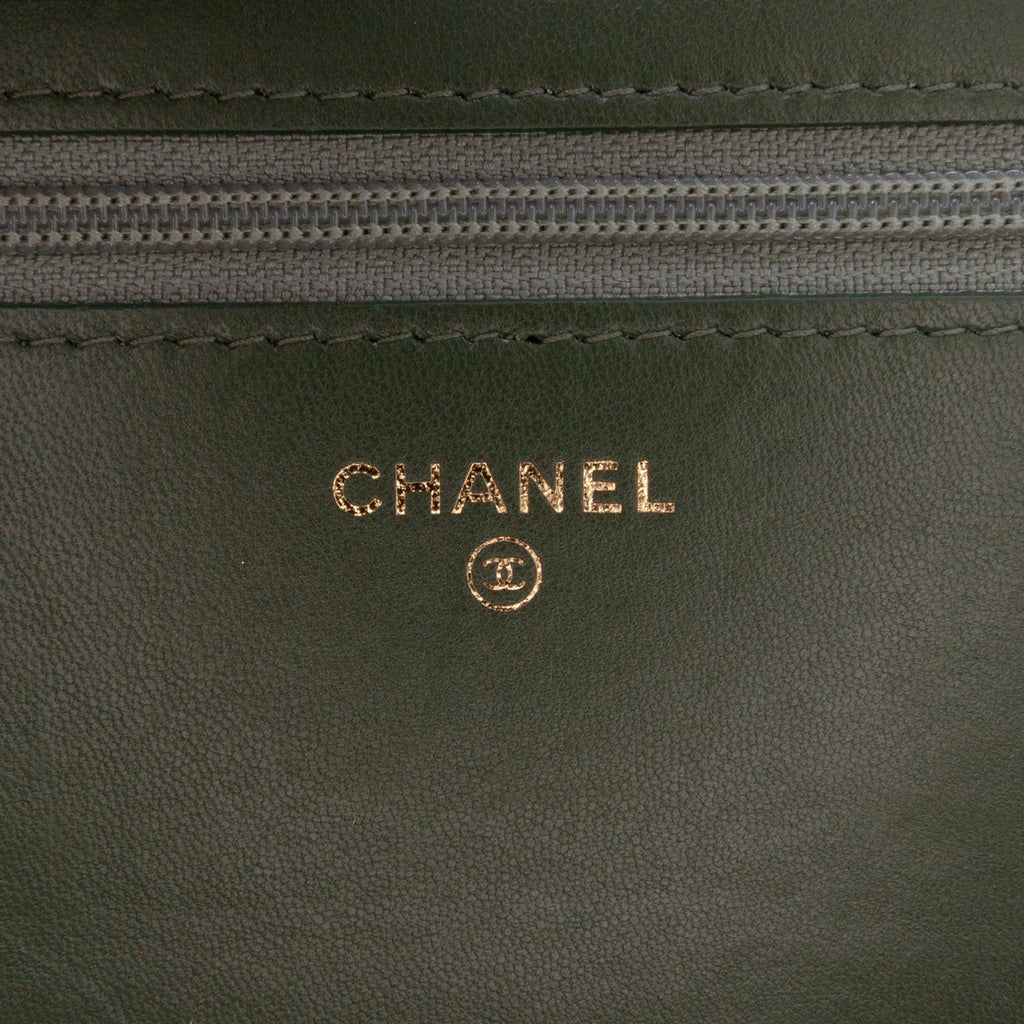 Chanel Chevron Quilted Crumpled Calfskin Boy Wallet On Chain
