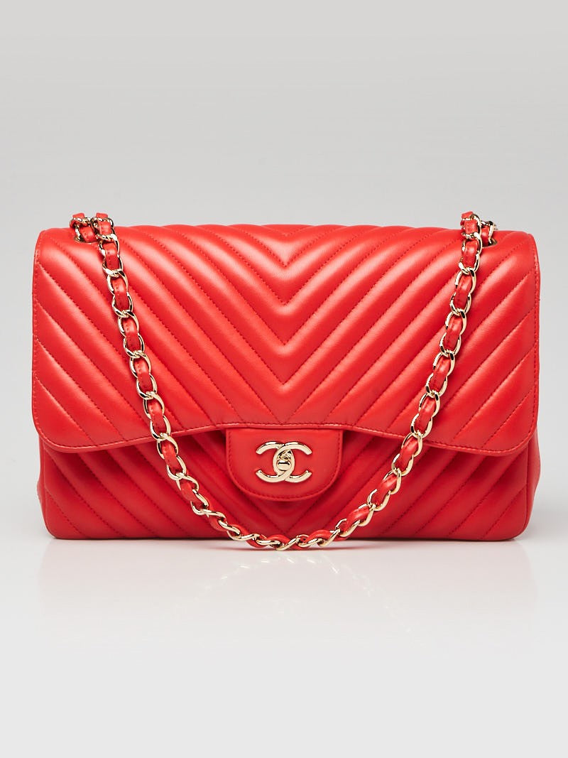 CHANEL Lambskin Chevron Quilted Medium Double Flap