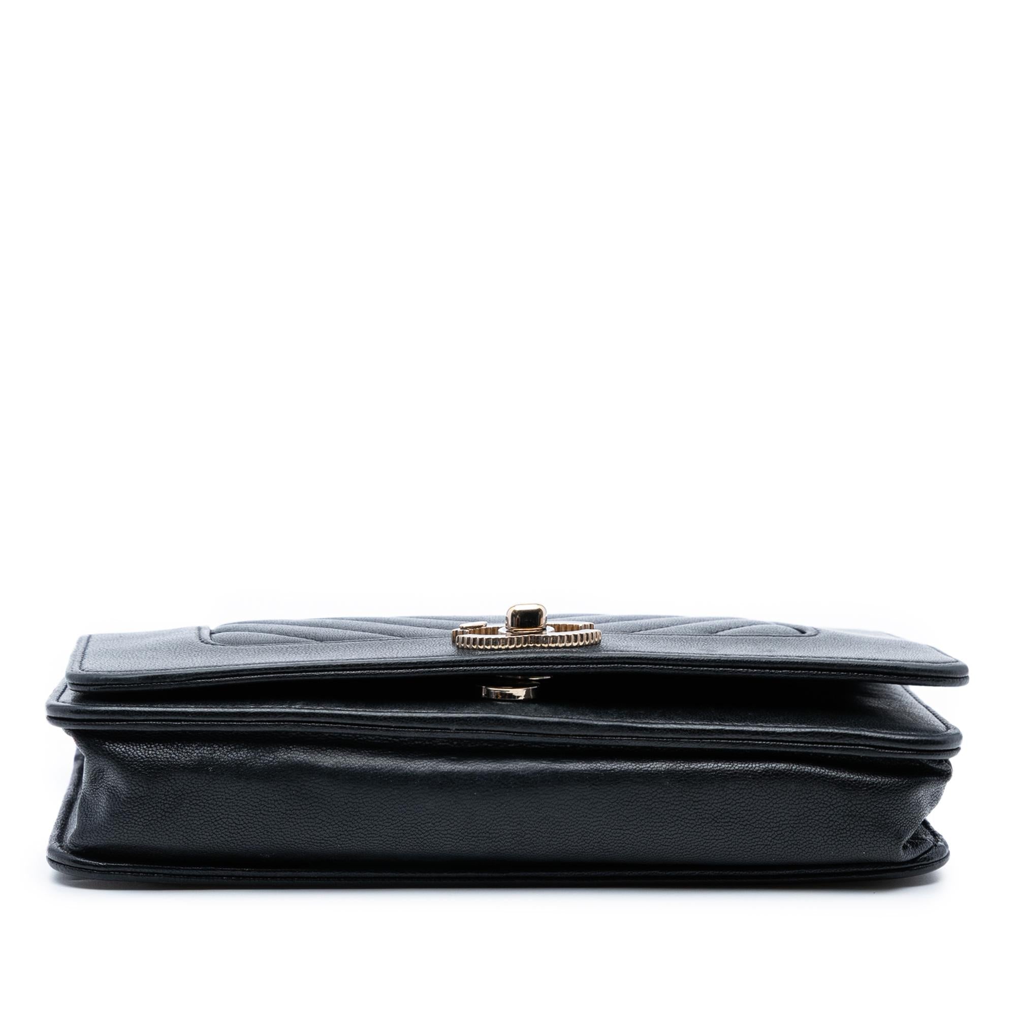 Chanel Chevron Sheepskin Mademoiselle Vintage Wallet on Chain