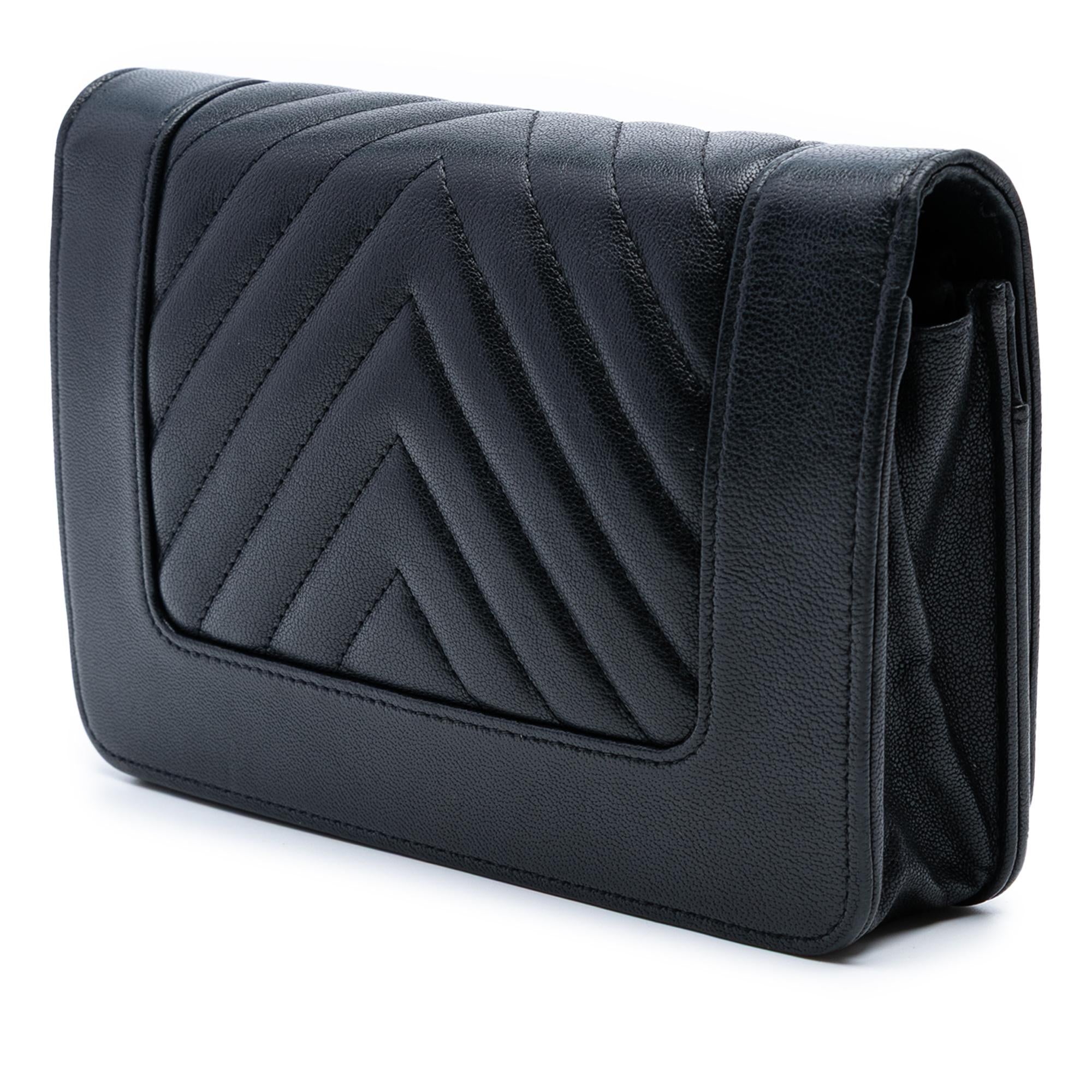Chanel Chevron Sheepskin Mademoiselle Vintage Wallet on Chain