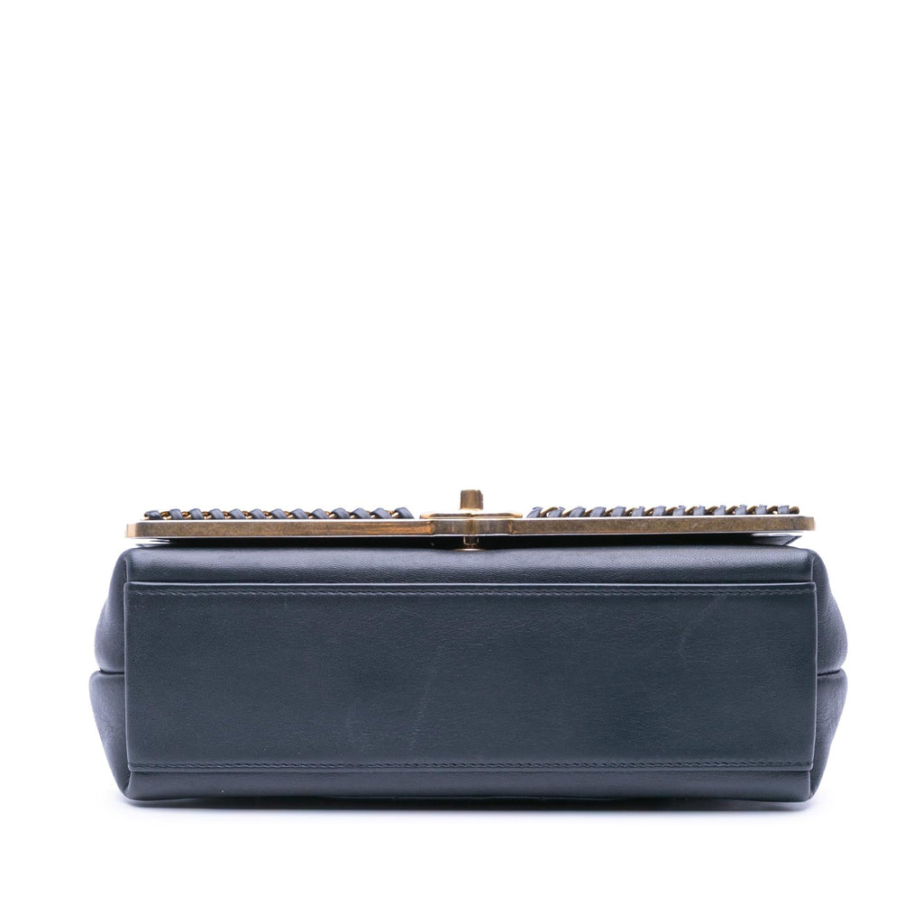 Chanel Chevron Sheepskin Stitched Chain Top Handle Flap