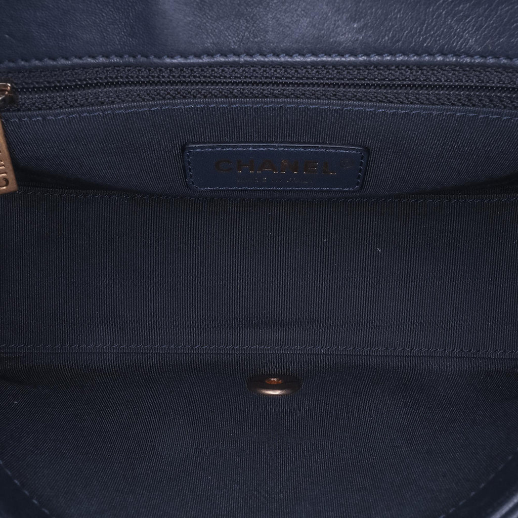 Chanel Chevron Sheepskin Stitched Chain Top Handle Flap