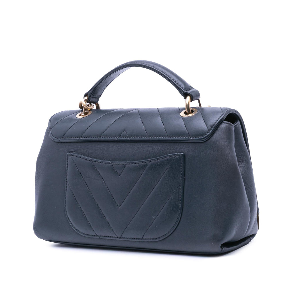 Chanel Chevron Sheepskin Stitched Chain Top Handle Flap