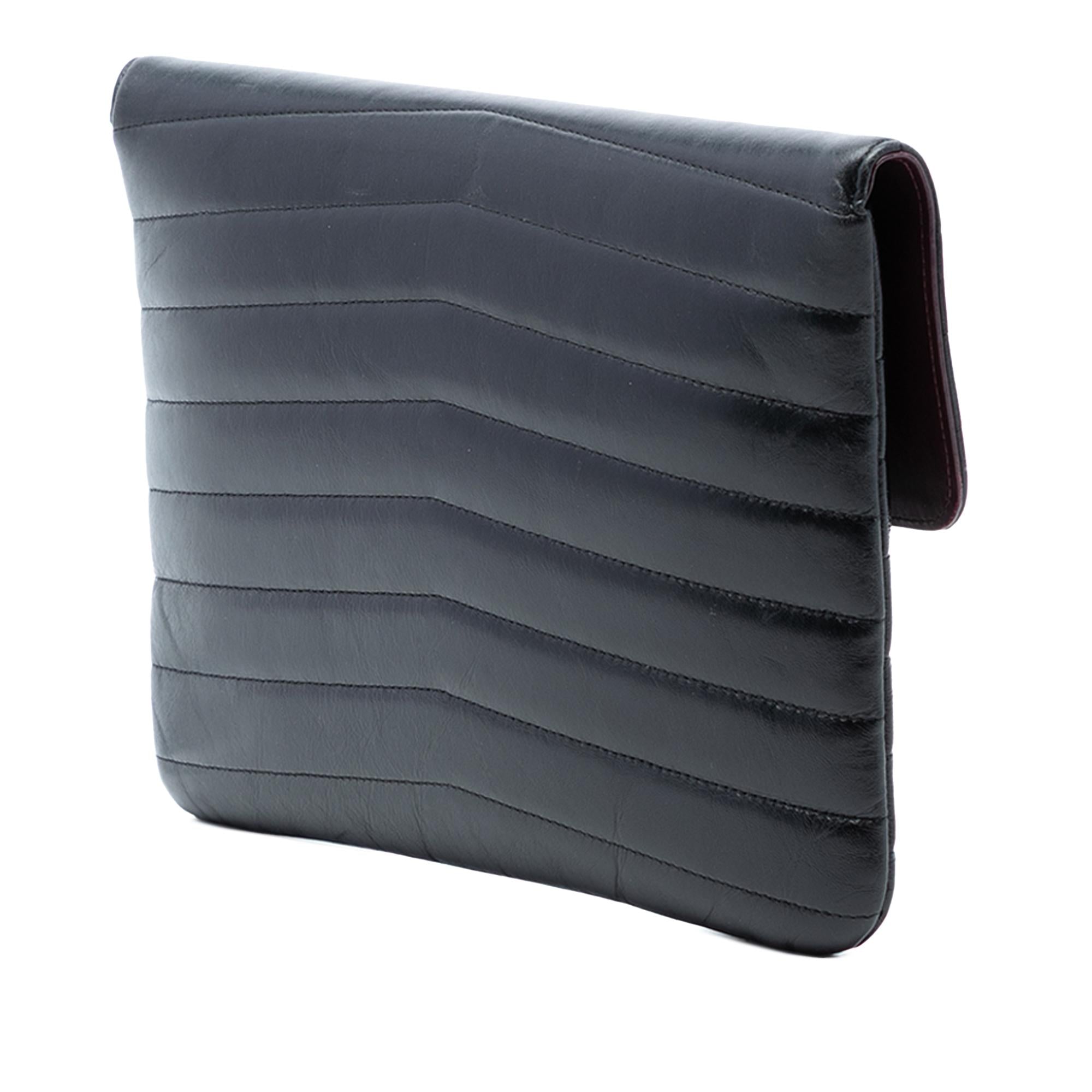Chanel Chevron Shiny Lambskin Miroir Clutch