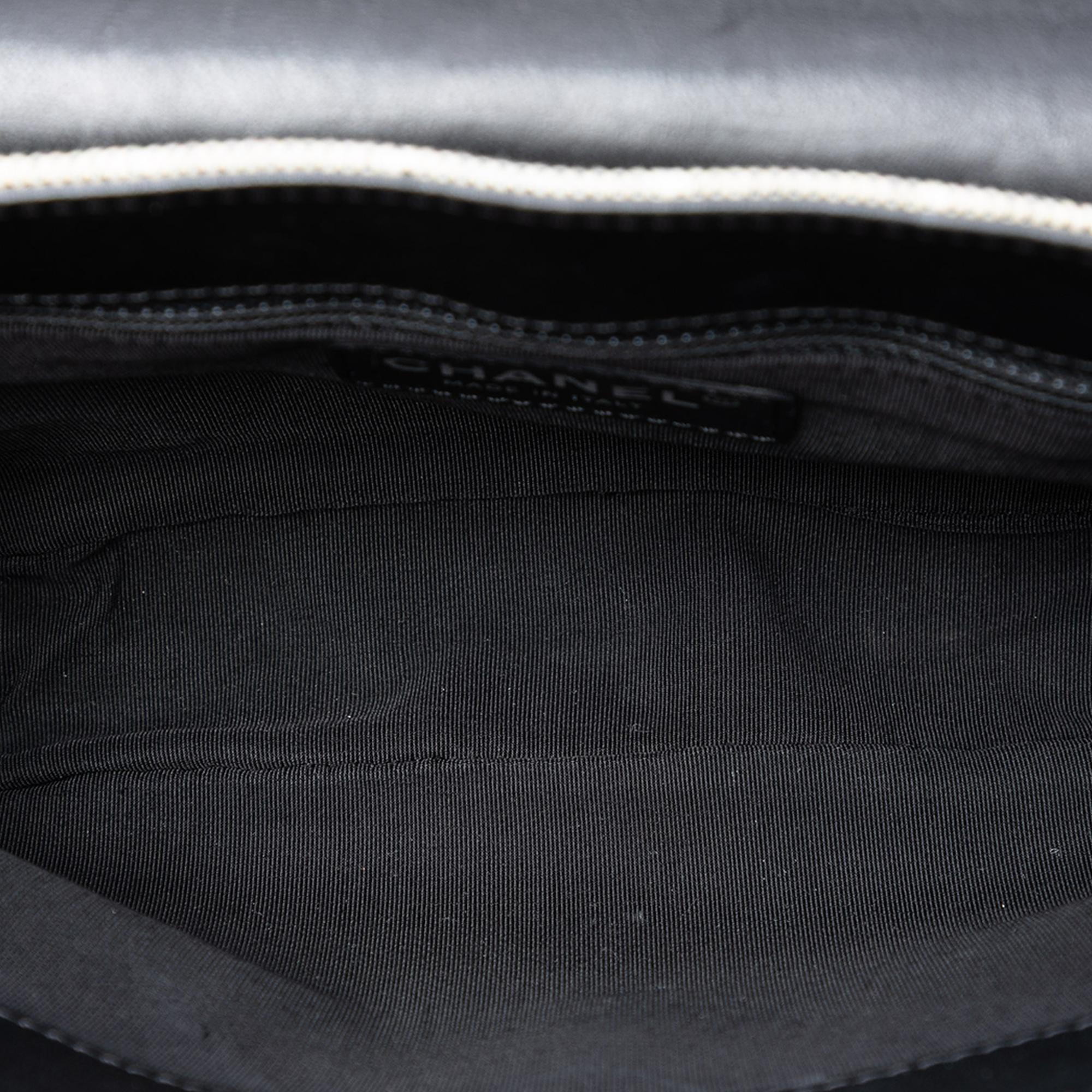 Chanel Choco Bar Canvas Camellia CC No. 5 Flap Handbag