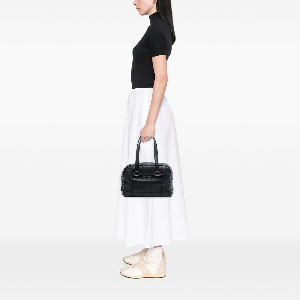 Chanel Choco Bar Caviar LAX Bowler Bag