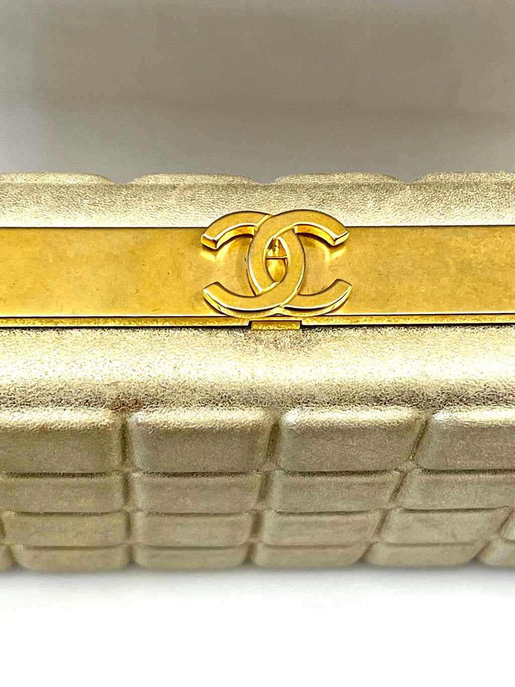 CHANEL CHOCO BAR METALLIC GOLD LEATHER SHOULDER BAG