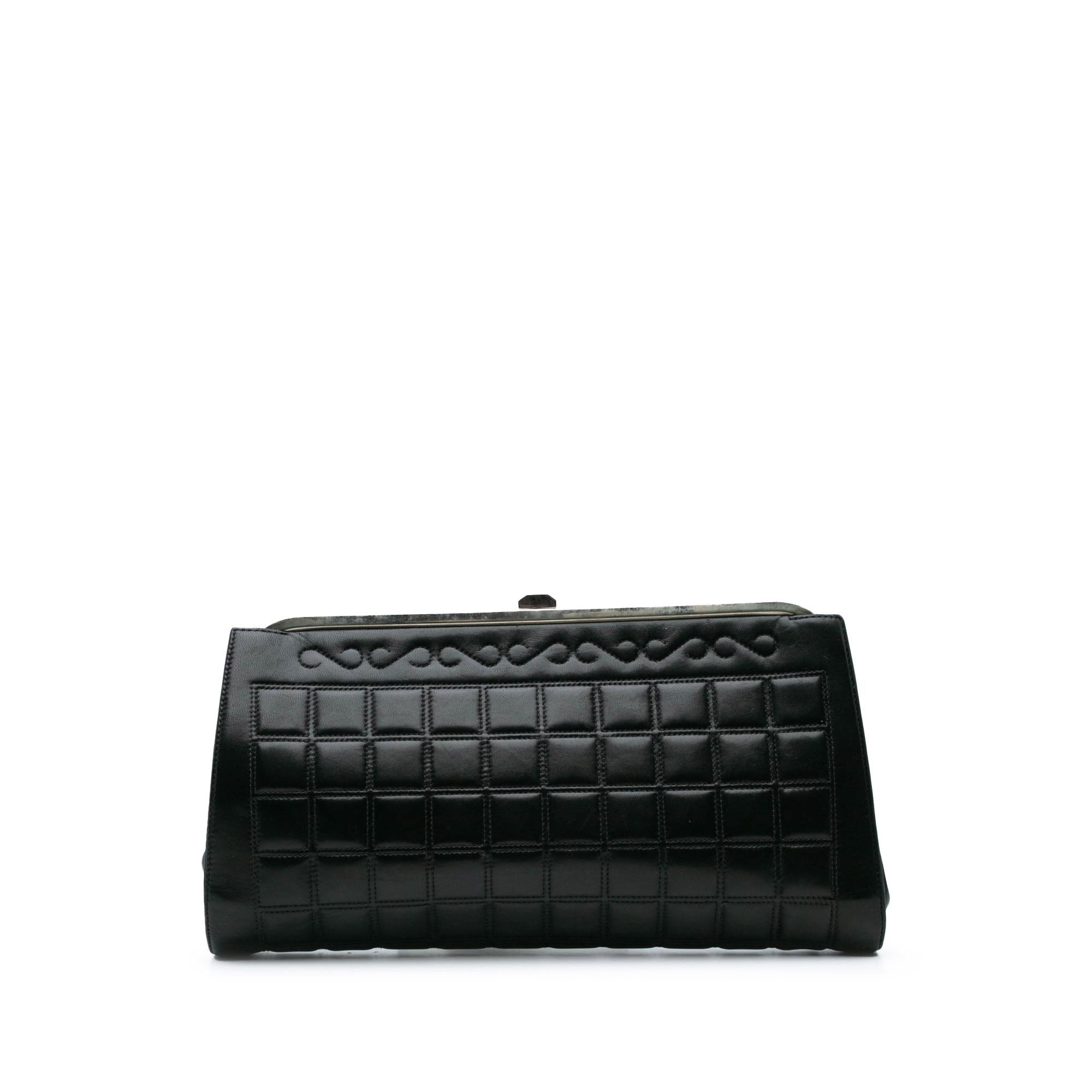 Chanel Chocolate Bar Lambskin Frame Clutch