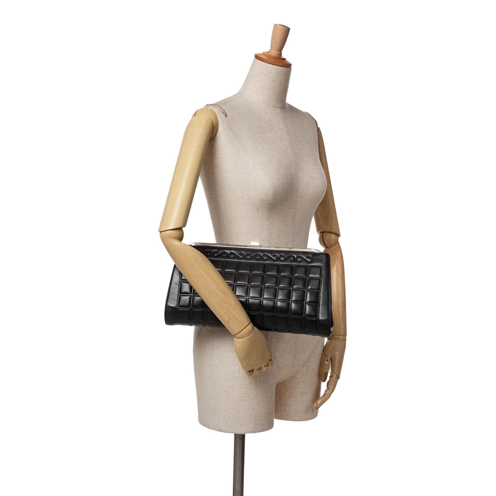 Chanel Chocolate Bar Lambskin Frame Clutch