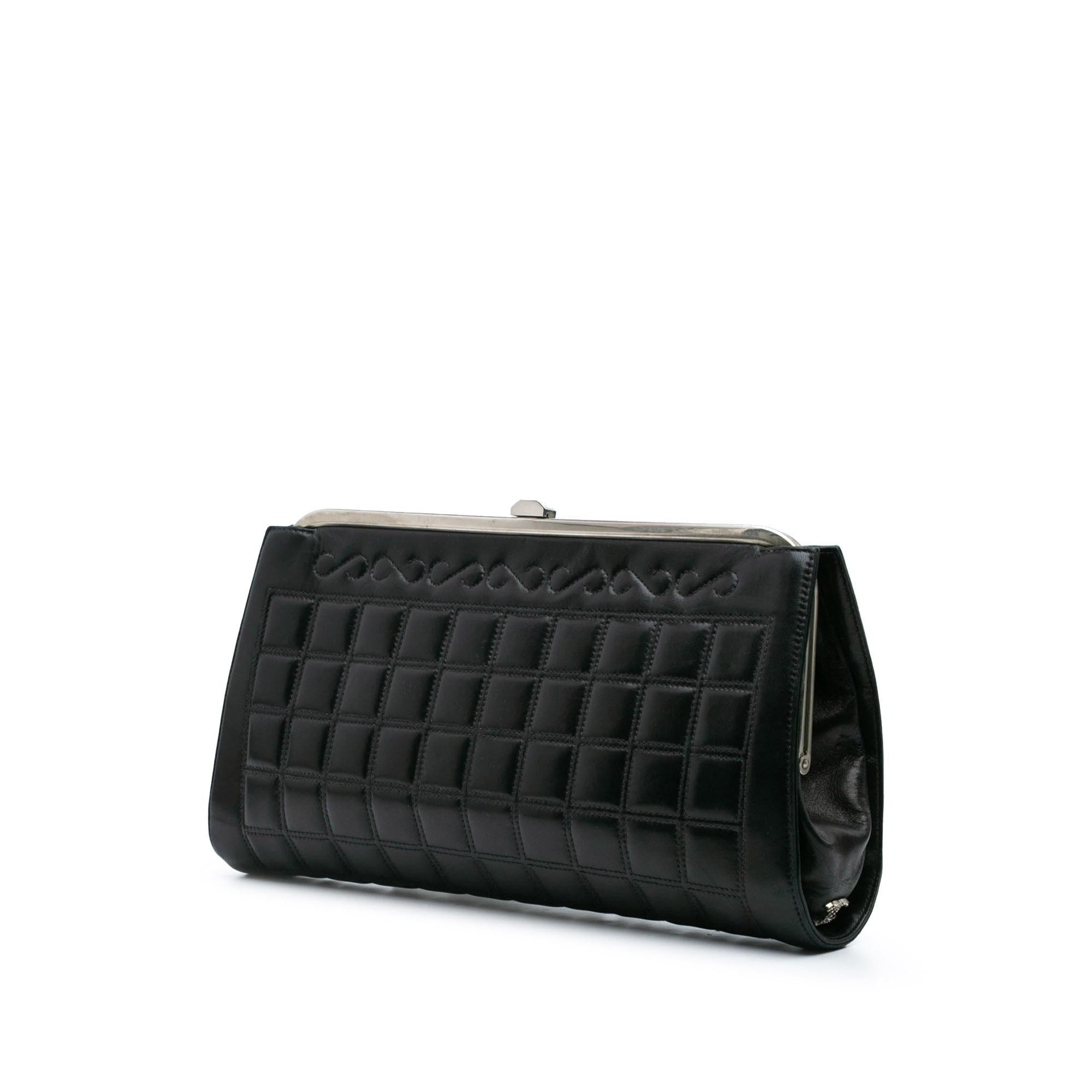 Chanel Chocolate Bar Lambskin Frame Clutch