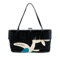 Chanel Chocolate Bar Printed Canvas Fringe Handbag