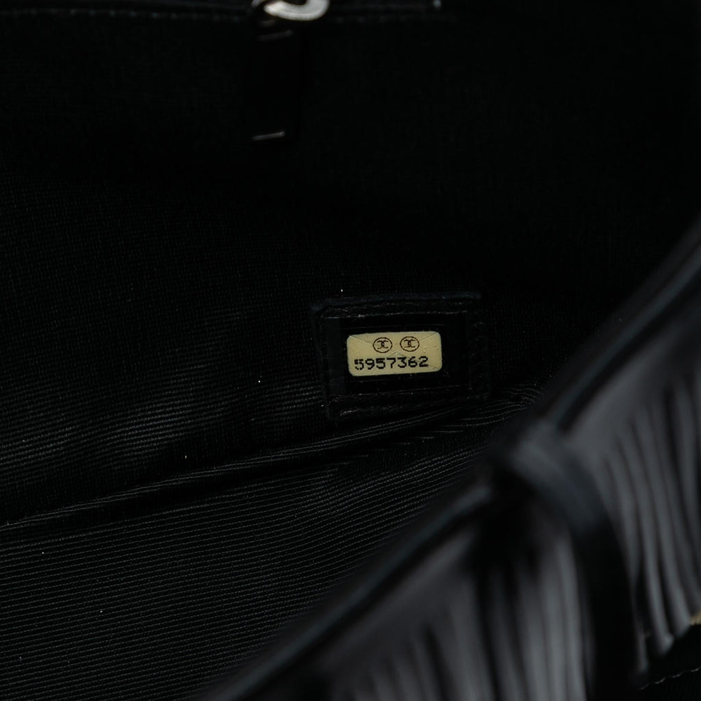 Chanel Chocolate Bar Printed Canvas Fringe Handbag