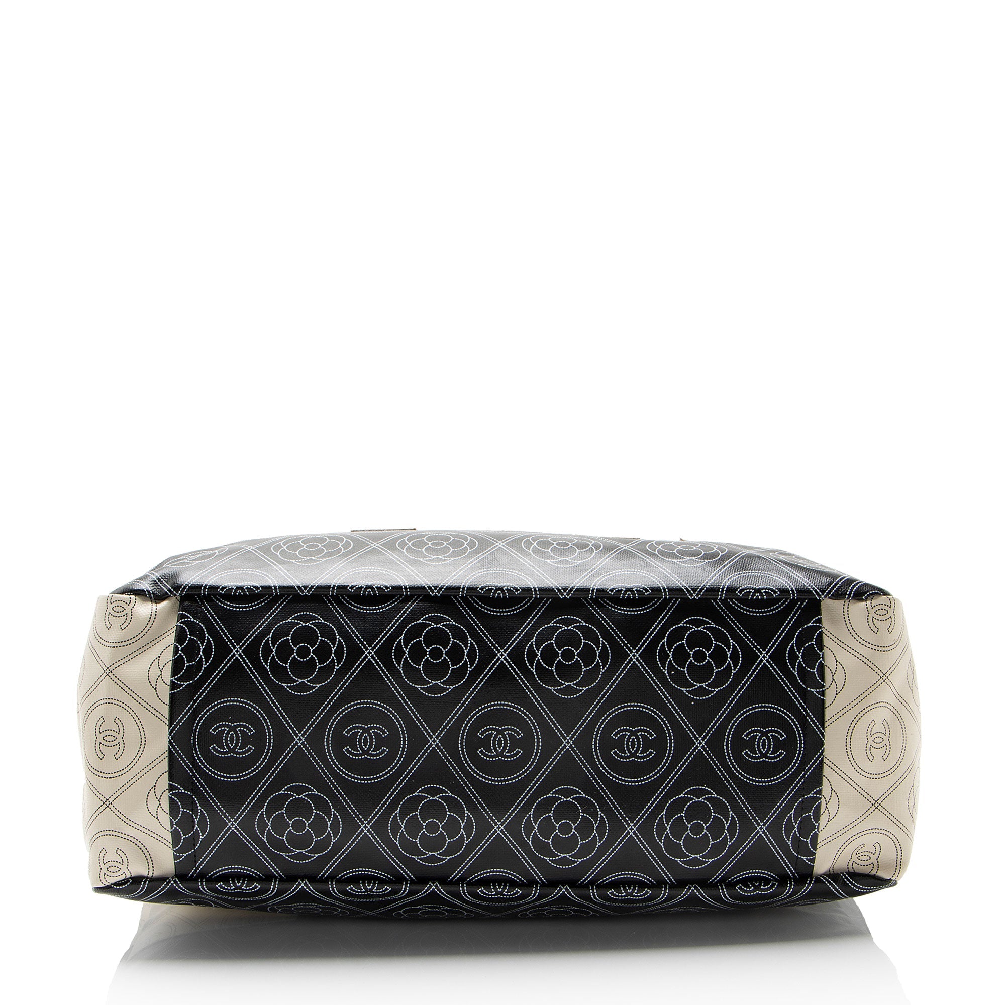 Chanel Coated Canvas Camellia Large Shopping Tote