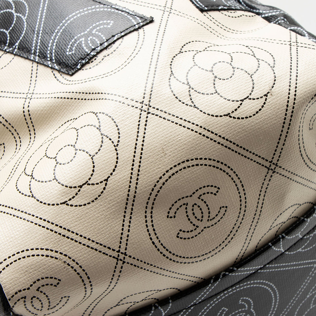 Chanel Coated Canvas Camellia Large Shopping Tote