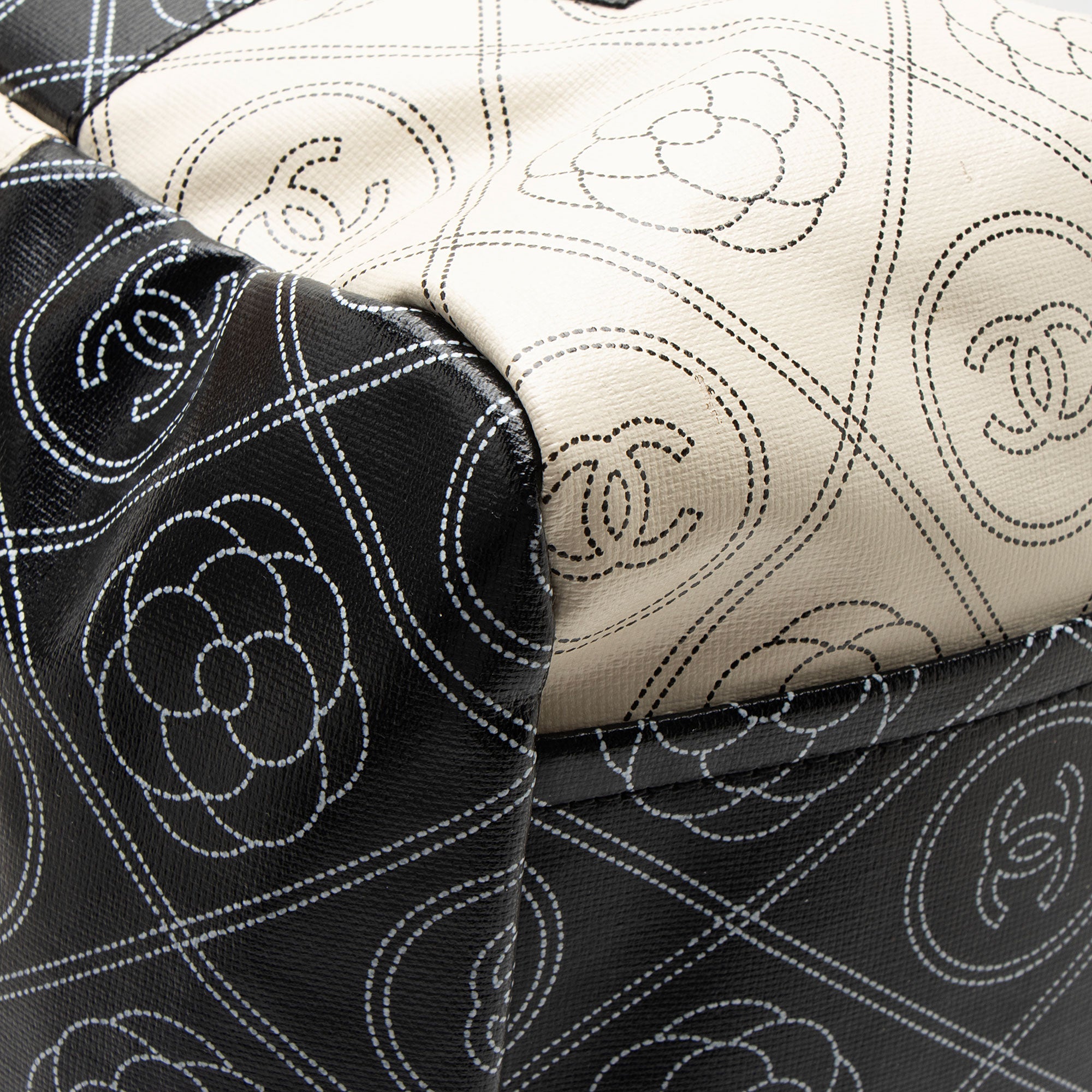 Chanel Coated Canvas Camellia Large Shopping Tote