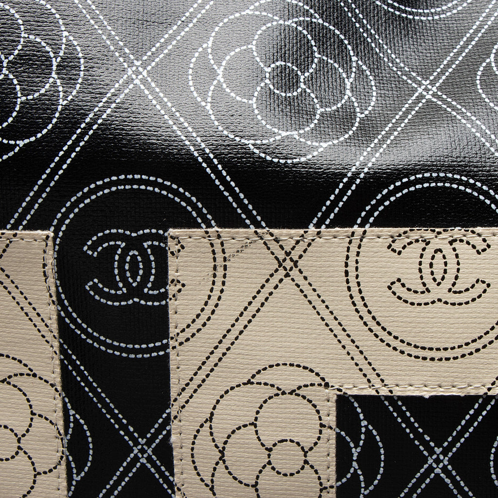 Chanel Coated Canvas Camellia Large Shopping Tote