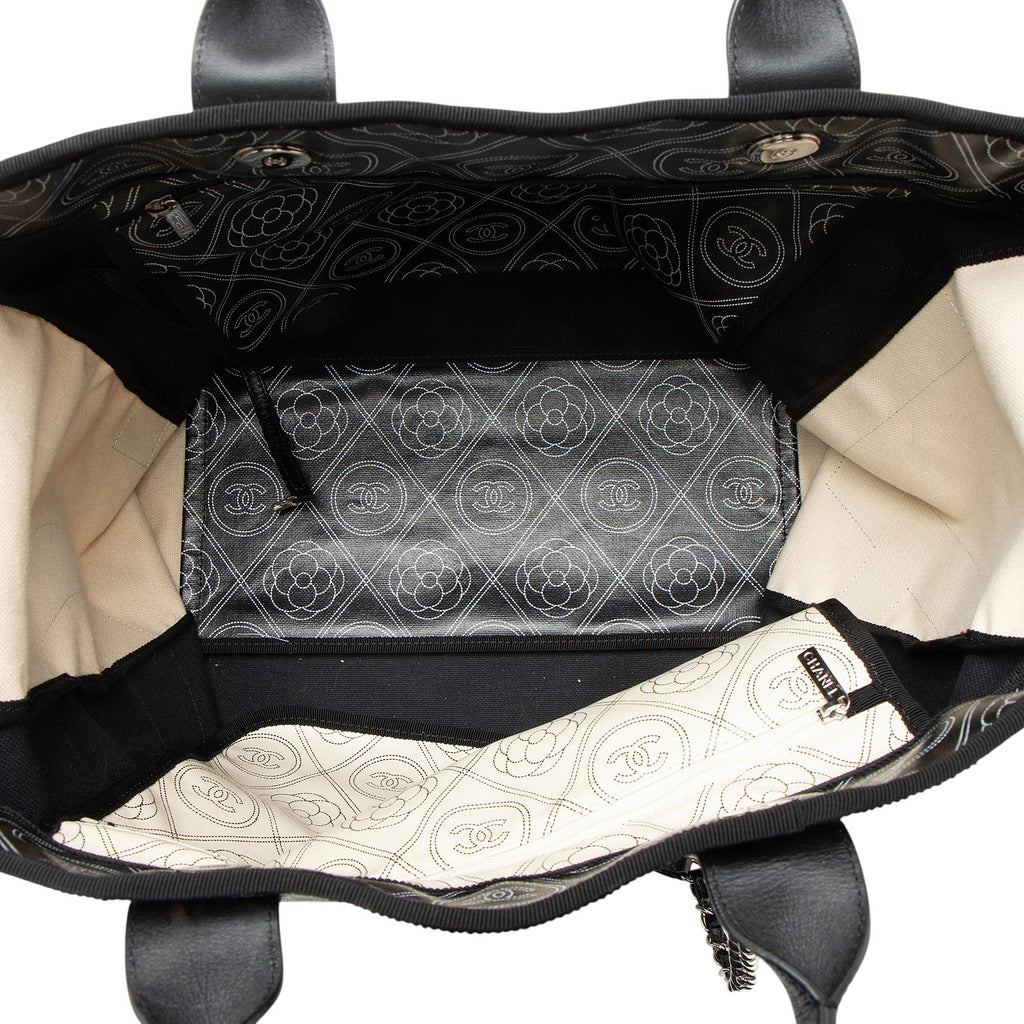 Chanel Coated Canvas Camellia Large Shopping Tote