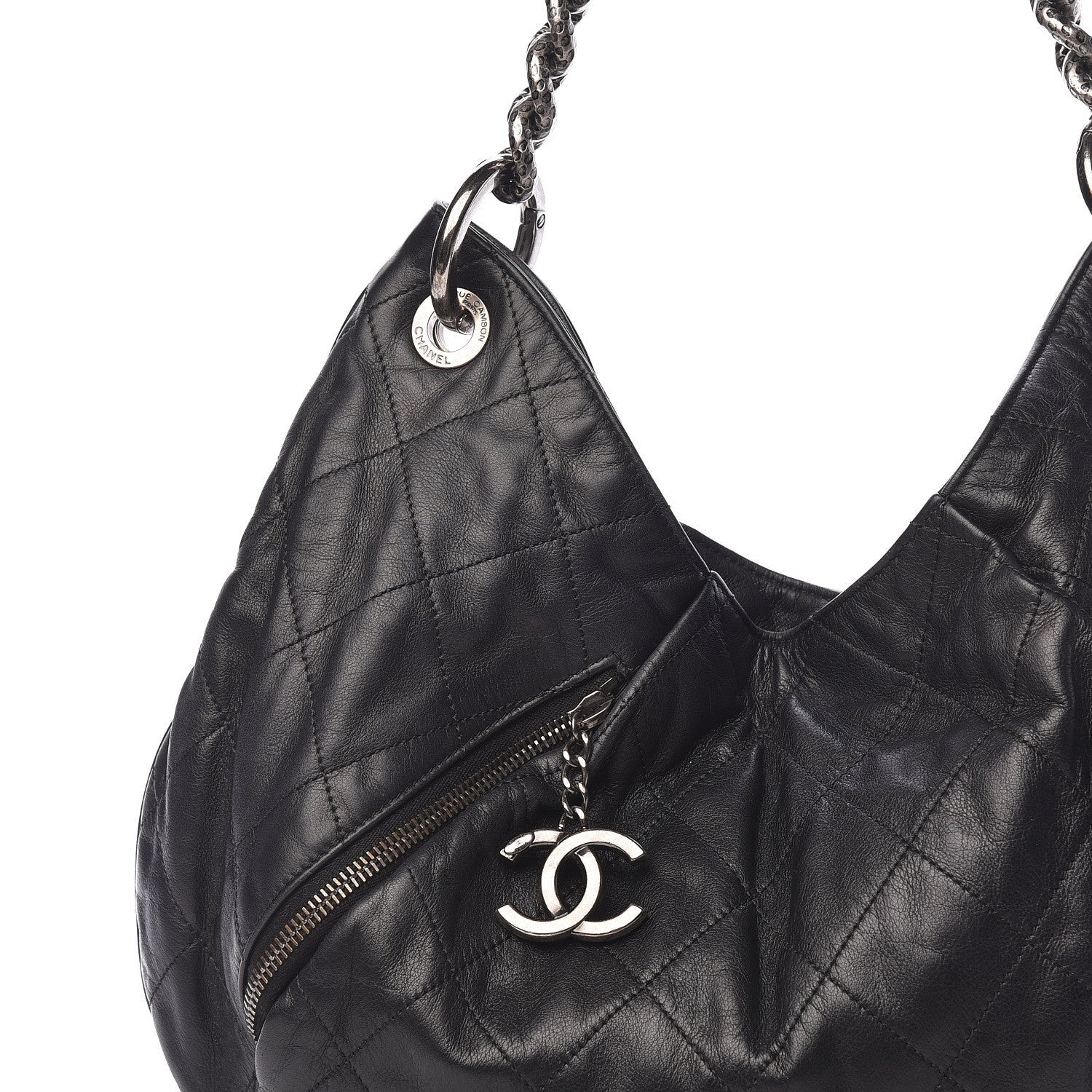 CHANEL COCO PLEATS QUILTED CALFSKIN LARGE HOBO BAG