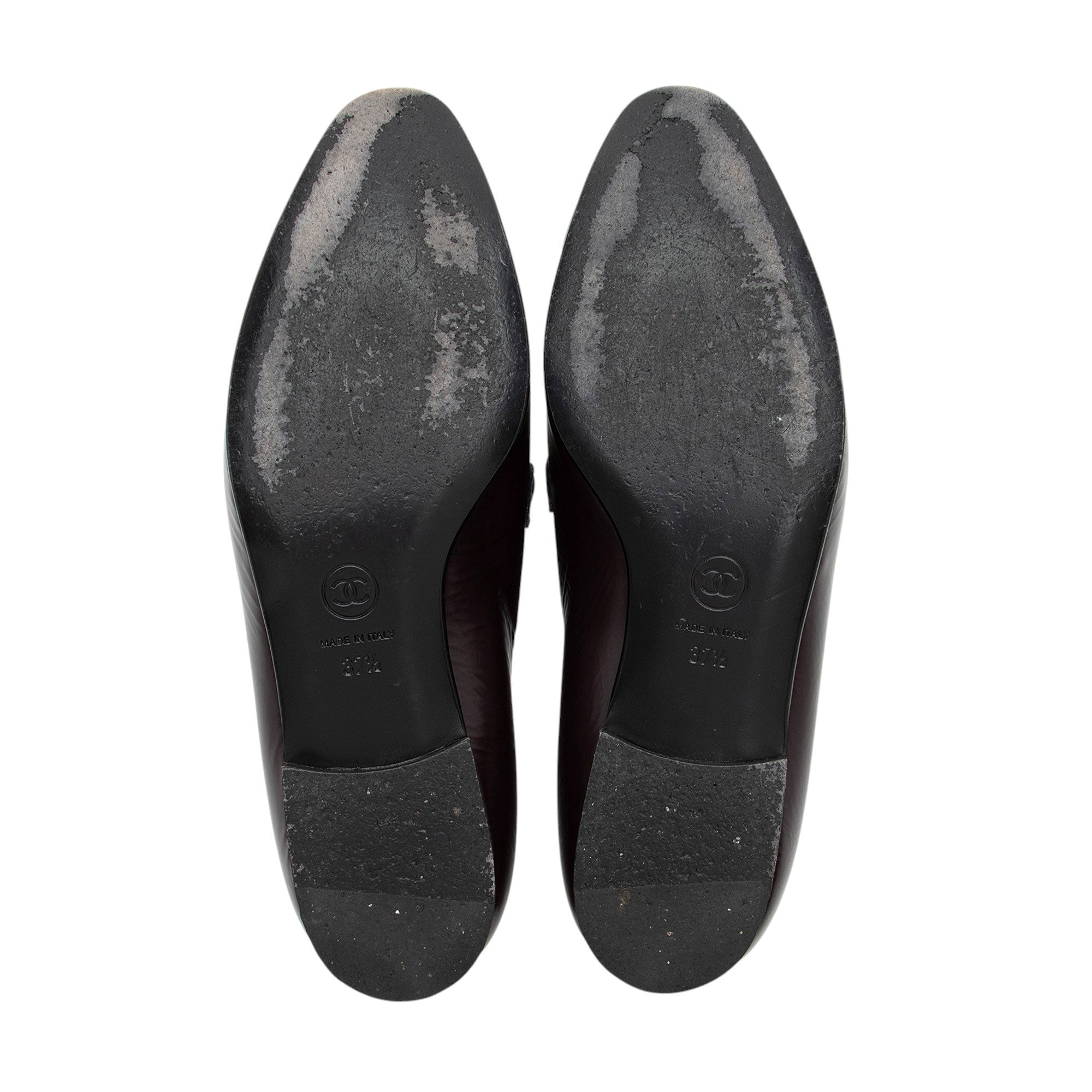 Chanel Crackled Goatskin CC Charm Cap Toe Loafers - Size 7.5 / 37.5