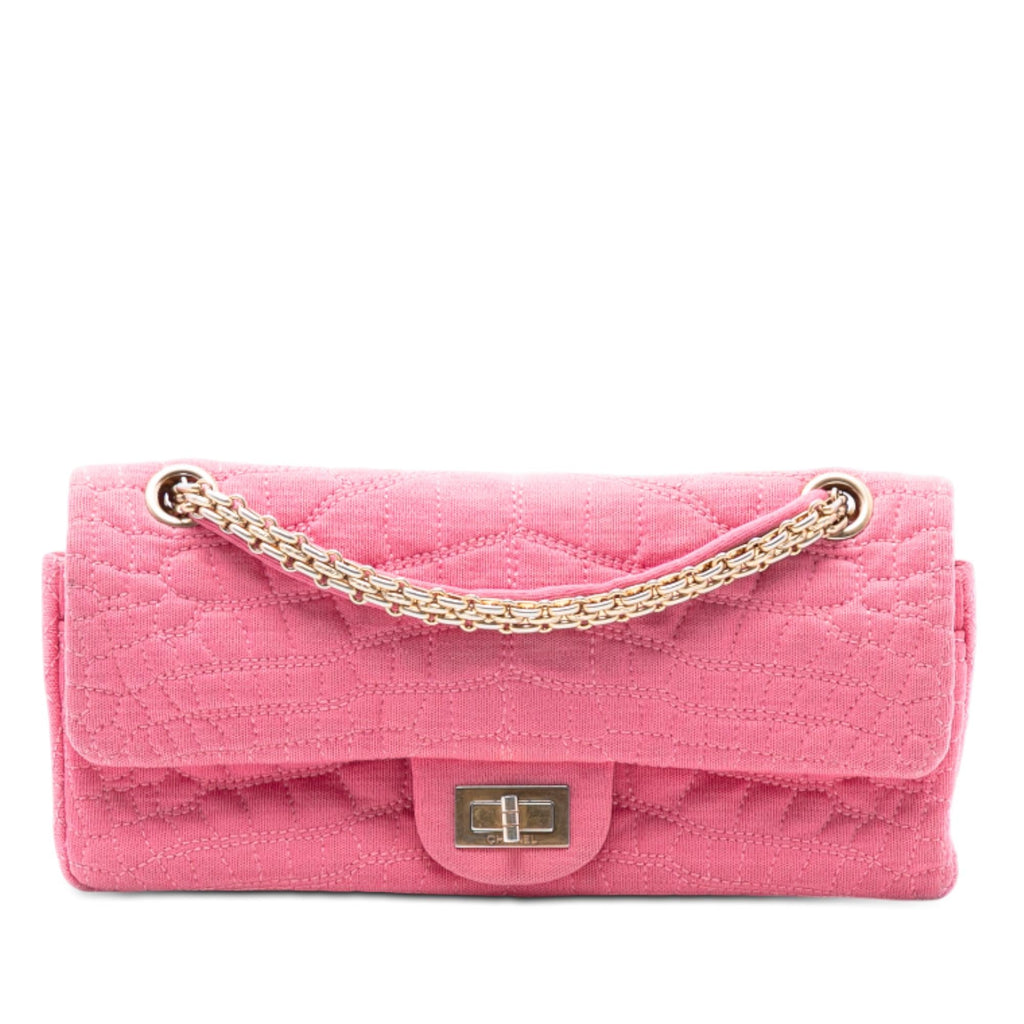 Chanel Croc Quilted Jersey Reissue 2.55 East West Double Flap