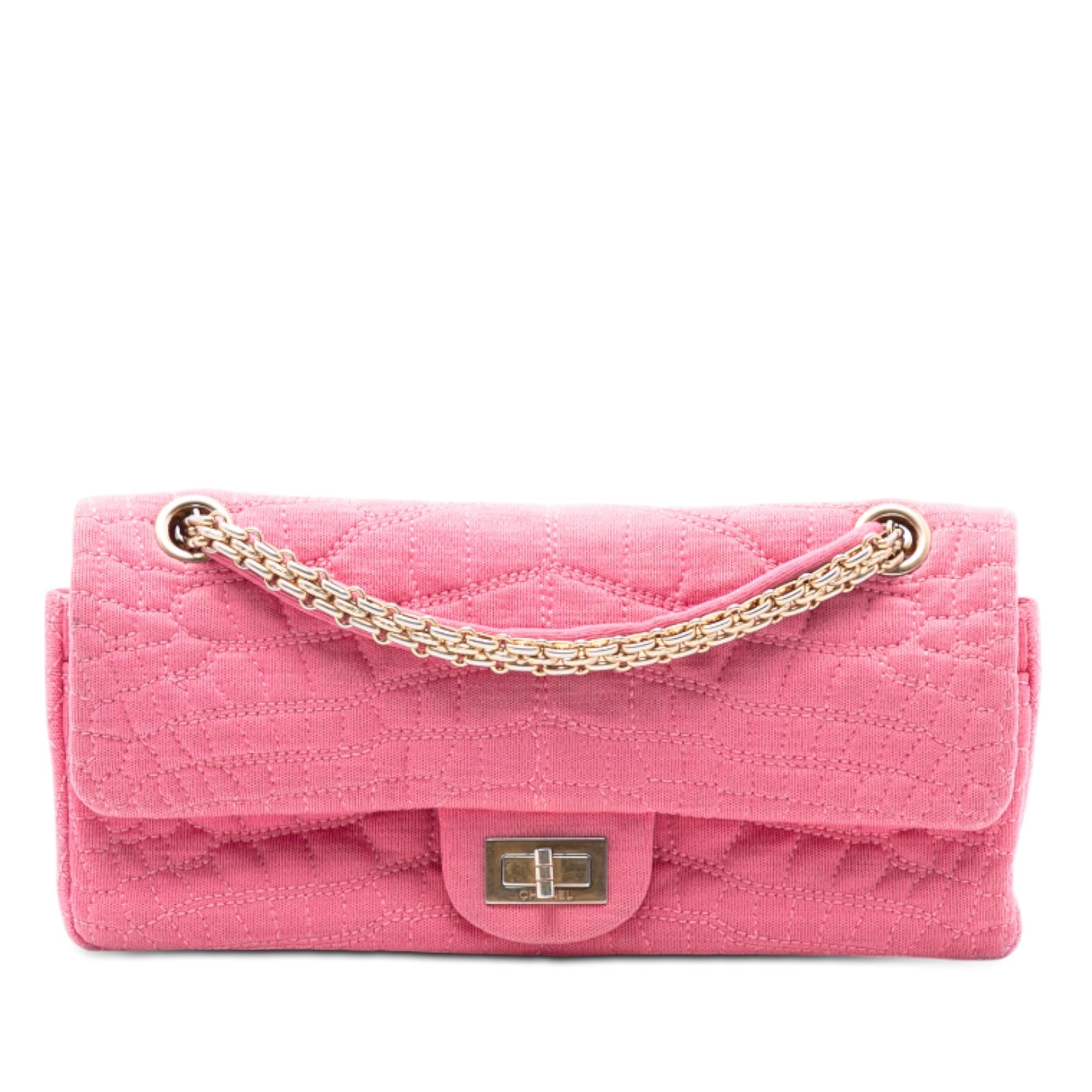 Chanel Croc Quilted Jersey Reissue 2.55 East West Double Flap