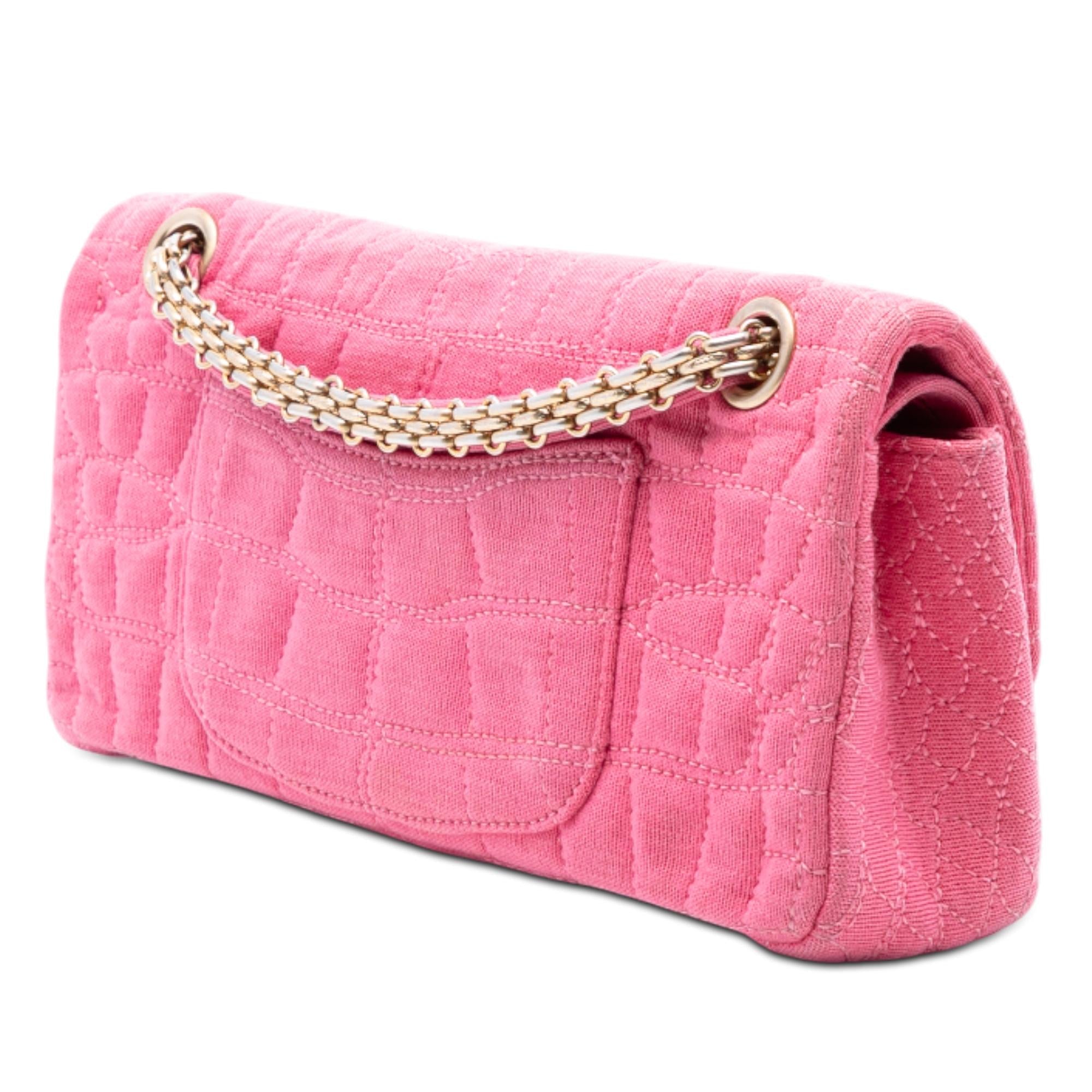 Chanel Croc Quilted Jersey Reissue 2.55 East West Double Flap