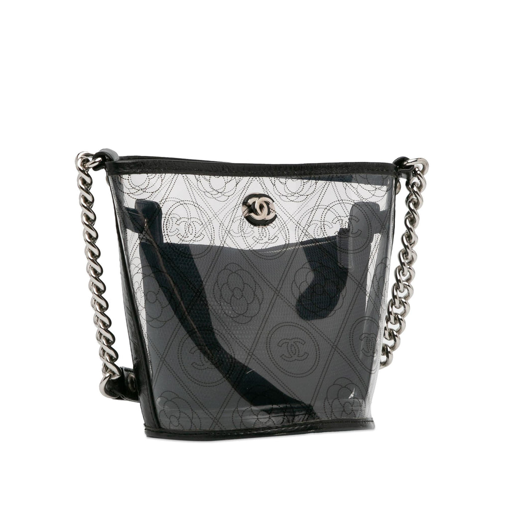 Chanel Crumpled Calfskin PVC Camellia Bucket (SHG-MQacNp)