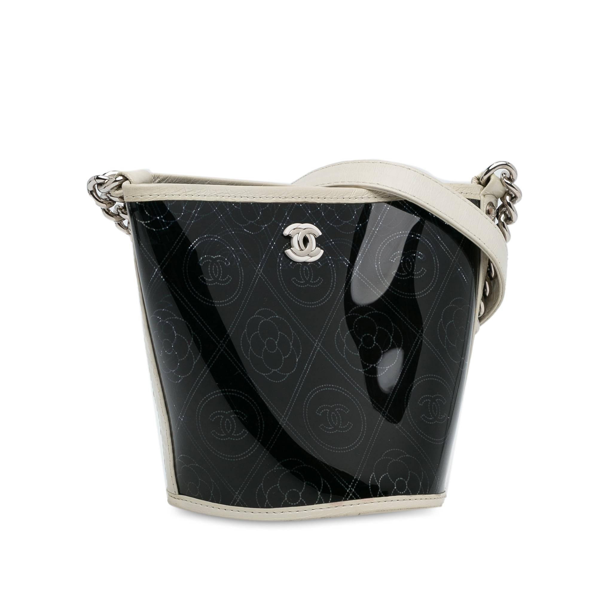 Chanel Crumpled Calfskin PVC Camellia Bucket